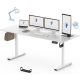 FLEXISPOT ONE PIECE Elektromos Állítható Íróasztal, Kétmotoros, 200×80 Cm – Magasságállítható Ülő-Álló Asztal Vázzal és Fehér Asztallappal, Otthoni Irodába