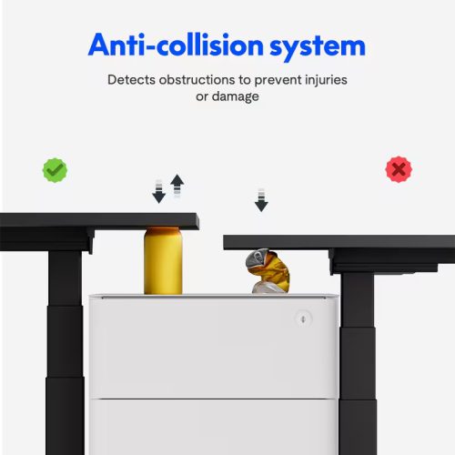 FLEXISPOT E7L L-alakú hárommotoros állítható íróasztal, fekete, 150 kg teherbírás, 63,5–128,5 cm magasságállítás, Jobb- és balkezes kialakításhoz is