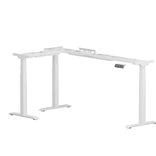 FLEXISPOT E7L L-alakú hárommotoros állítható íróasztal, fehér, 150 kg teherbírás, 63,5–128,5 cm magasságállítás, Jobb- és balkezes kialakításhoz is