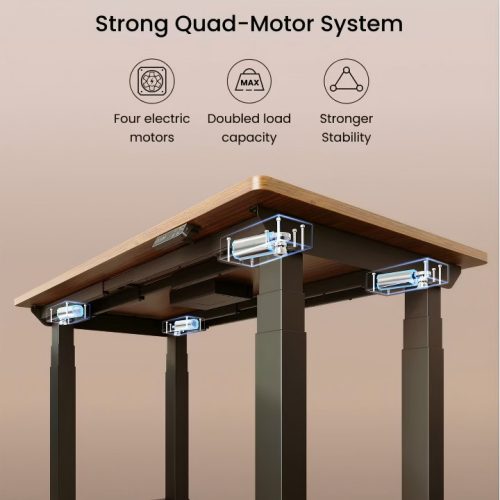FLEXISPOT E7Q négylábú elektromos magasságállítható íróasztal láb, Fekete, 4 motorral, 300 kg teherbírással