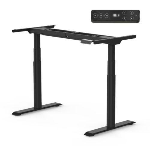 FLEXISPOT E8 Elektromos Íróasztal ovális Láb, Fekete, 60-125cm Állítható, Kétmotoros, 125 kg Teherbírás, LED érintőképernyő, 4 memóriahely, USB töltőport