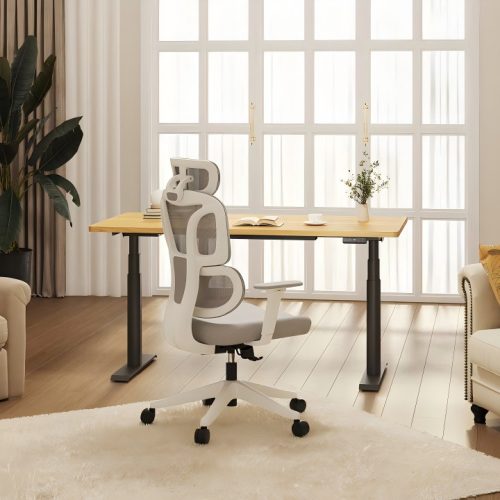 FLEXISPOT E8 Elektromos Íróasztal ovális Láb, Fekete, 60-125cm Állítható, Kétmotoros, 125 kg Teherbírás, LED érintőképernyő, 4 memóriahely, USB töltőport