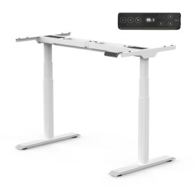   FLEXISPOT E8 Elektromos Íróasztal ovális Láb, Fehér, 60-125cm Állítható, Kétmotoros, 125 kg Teherbírás, LED érintőképernyő, 4 memóriahely, USB töltőport