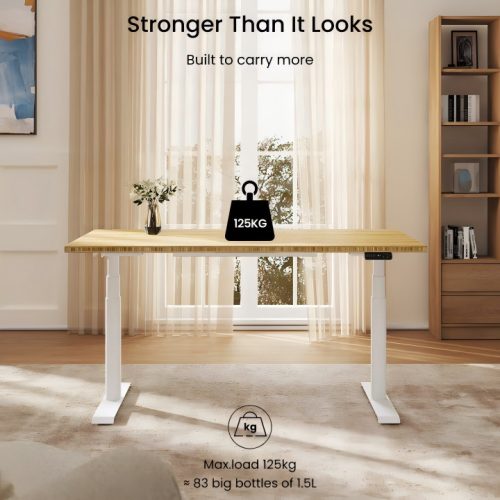 FLEXISPOT E8 Elektromos Íróasztal ovális Láb, Fehér, 60-125cm Állítható, Kétmotoros, 125 kg Teherbírás, LED érintőképernyő, 4 memóriahely, USB töltőport