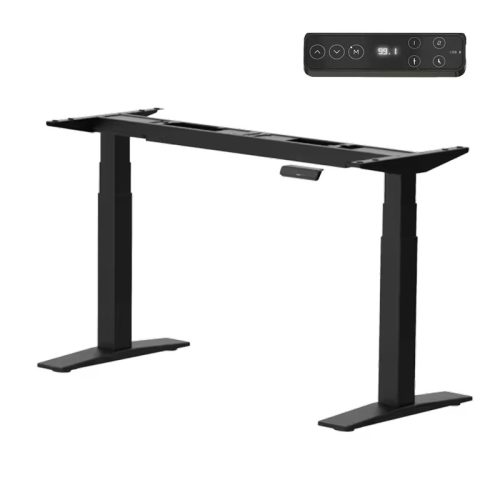 FLEXISPOT E9 Elektromos Íróasztal Láb, Fekete, 63.5-128.5cm Állítható, Kétmotoros, 180kg Teherbírás, LED érintőképernyő, 4 memóriahely, USB töltőport