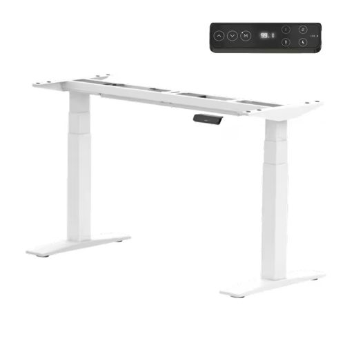 FLEXISPOT E9 Elektromos Íróasztal Láb, Fehér, 63.5-128.5cm Állítható, Kétmotoros, 180kg Teherbírás, LED érintőképernyő, 4 memóriahely, USB töltőport