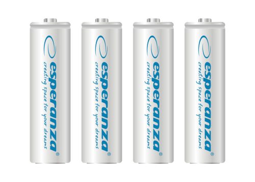ESPERANZA EZA104W Újratölthető AA Elem, 2000 mAh Ni-MH, 4 db/Csomag, Fehér