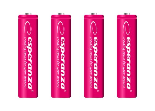 ESPERANZA EZA102R Újratölthető AAA Elem, 1000 mAh Ni-MH, 4 db/Csomag, Piros