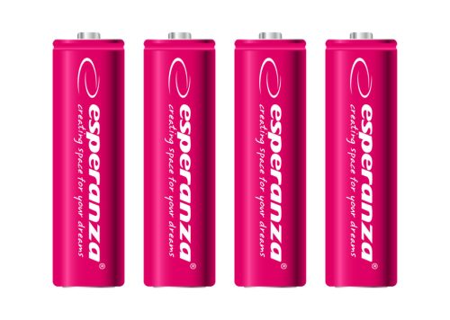 ESPERANZA EZA104R Újratölthető AA Elem, 2000 mAh Ni-MH, 4 db/Csomag, Piros