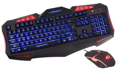 ESPERANZA EGK3000 Shelter Vezetékes Gamer Billentyűzet és Egér Szett, LED Háttérvilágítással