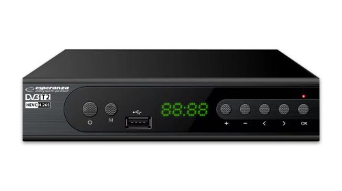 ESPERANZA EV106R Terrestrial EV106R TV Digitális Dekóder, DVB-T2 H.265/HEVC, Fekete