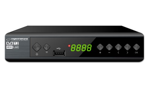 ESPERANZA EV111P Terrestrial EV111P TV Digitális Dekóder, DVB-T2 H.265/HEVC, Fekete