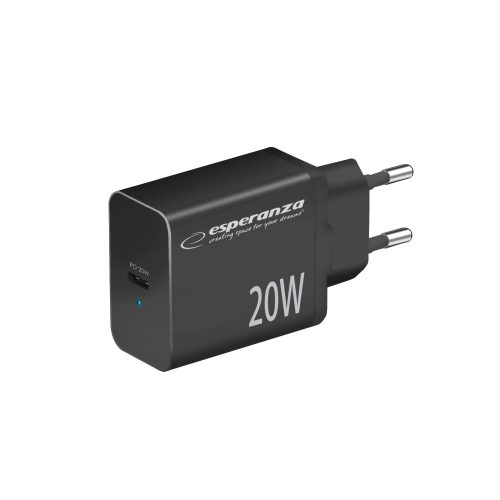 ESPERANZA EZC104K Hálózati Gyorstöltő 20W USB-C PD, Fekete
