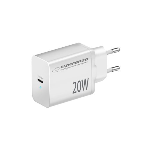 ESPERANZA EZC104W Hálózati Gyorstöltő 20W USB-C PD, Fehér