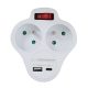 ESPERANZA ELK311W Hálózati Elosztó 2 Aljzattal és Kapcsolóval, USB-C USB-B, Fehér