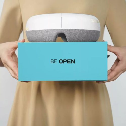 SKG E3-EN Fehér Okos Szemmasszírozó – Bluetooth Zene, Melegítő és Légnyomásos Masszázs