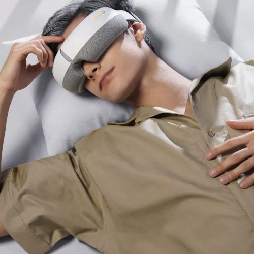 SKG E3-EN Fehér Okos Szemmasszírozó – Bluetooth Zene, Melegítő és Légnyomásos Masszázs