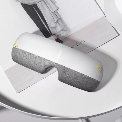 SKG E3-EN Fehér Okos Szemmasszírozó – Bluetooth Zene, Melegítő és Légnyomásos Masszázs