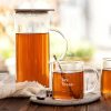 Buydeem CD2003 Teáskanna Hőálló Üveg Kancsó, Fedéllel 1200ml