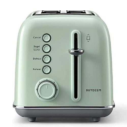 Buydeem DT620E Zöld Kenyérpirító – 2 Szeletes, Retro Dizájnú Pirítógép Állítható Fokozattal