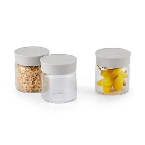 Buydeem CS1001 Üveg Fűszertartó Szett – 3×200 ml, Szürke Tetővel