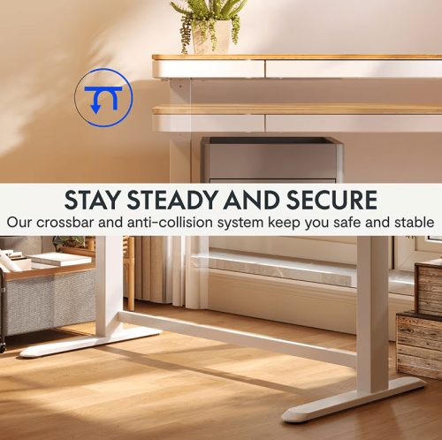 FlexiSpot Comhar All-in-One elektromos állítható íróasztal fiókkal, Jufar, 120x60cm USB-töltővel és memória panellel