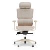 Prémium ergonomikus irodai szék C7, Hálós, Mandula bézs– adaptív deréktámasz, állítható fejtámla és kartámasz, hosszú távú ülőmunkához