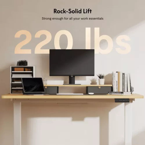 E5 Elektromos Íróasztal Láb, Fehér, 60-125cm Állítható, Kétmotoros, 120 kg Teherbírás, Memóriagombokkal