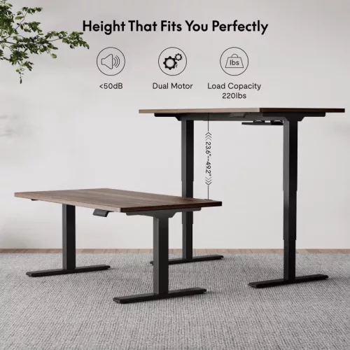 E5 Elektromos Íróasztal Láb, Fehér, 60-125cm Állítható, Kétmotoros, 120 kg Teherbírás, Memóriagombokkal