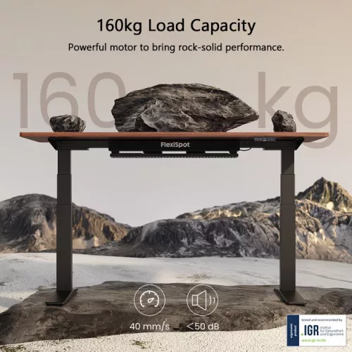 E7 Pro Elektromos Íróasztal Láb, Fekete, 63.5-128.5cm Állítható, Kétmotoros, 160 kg Teherbírás, LED érintőképernyő, 4 memóriahely, USB töltőport