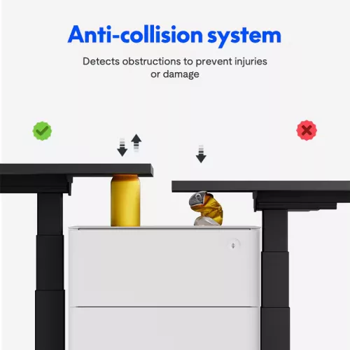 L-alakú hárommotoros állítható íróasztal E7L, fekete, 150 kg teherbírás, 63,5–128,5 cm magasságállítás, Jobb- és balkezes kialakításhoz is
