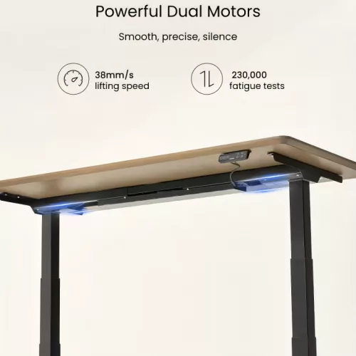  E7 Elektromos Íróasztal Láb, Szürke, 58-123cm Állítható, Kétmotoros, 125 kg Teherbírás, LED érintőképernyő, 4 memóriahely, USB töltőport