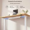 E7H Elektromos Íróasztal Láb, Fehér, 68-133cm Állítható, Kétmotoros, 125 kg Teherbírás, LED érintőképernyő, 4 memóriahely, USB töltőport