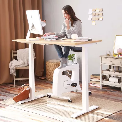 E7H Elektromos Íróasztal Láb, Fehér, 68-133cm Állítható, Kétmotoros, 125 kg Teherbírás, LED érintőképernyő, 4 memóriahely, USB töltőport
