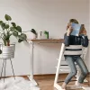 E8 Elektromos Íróasztal ovális Láb, Fekete, 60-125cm Állítható, Kétmotoros, 125 kg Teherbírás, LED érintőképernyő, 4 memóriahely, USB töltőport