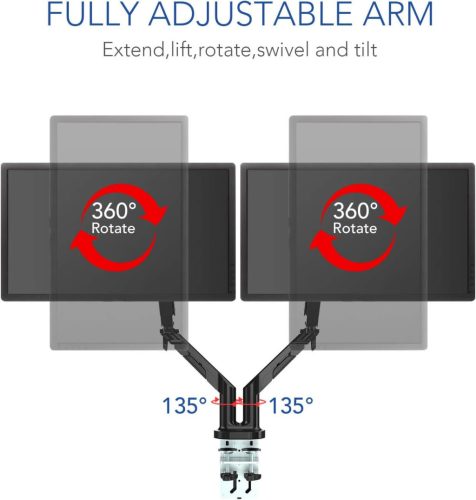 Álítható monitor tartó S8D, csuklós kar 43-81 cm-es (17"-32") monitorokhoz, állítható dőlésszögű, forgókonzol gyorskioldó VESA lemezzel, teherbírás 2-9 kg