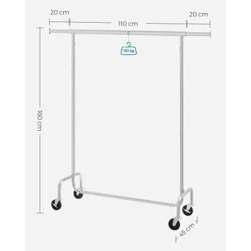 Strapabíró fém ruhaszárító kerekekkel, akár 130 kg-ot is elbír, hossza 110-150 cm
