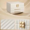 SONGMICS HOME Ékszeres Doboz, 24*21.5*15.8 cm, MDF Anyagból, Fehér-Arany