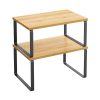 SONGMICS Konyhai Tárolók, 29.7*19.5*15.6 cm, Bambusz és Acél Anyagból, Natúr-Fekete