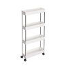 SONGMICS Gurulós Tárolókocsi, 40.1*13*86 cm, Acél és PP Anyagból, Fehér