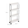 SONGMICS Gurulós Tárolókocsi, 40.1*13*86 cm, Acél és PP Anyagból, Fehér