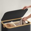 SONGMICS Szennyeskosár, 52*38.5*70.5 cm, Bambusz Anyagból, Fekete