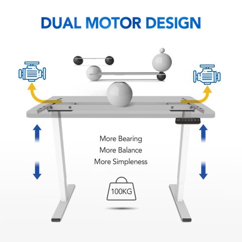 FLEXISPOT E2 Elektromos Íróasztal Láb, Fekete, 71-120 Cm Állítható, Kétmotoros, 100 kg Teherbírás, Memóriagombokkal, Otthonra, Irodába