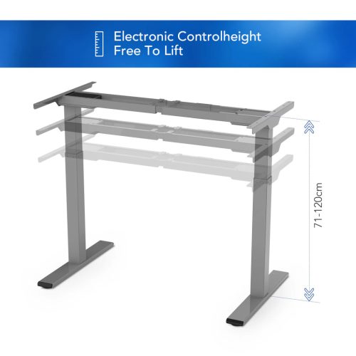 FLEXISPOT E2 Elektromos Íróasztal Láb, Szürke, 71-120 Cm Állítható, Kétmotoros, 100 kg Teherbírás, Memóriagombokkal, Otthonra, Irodába