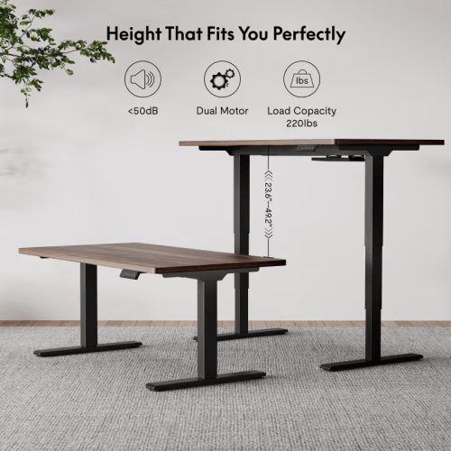 FLEXISPOT E5 Elektromos Íróasztal Láb, Szürke, 62-125cm Állítható, Kétmotoros, 120 kg Teherbírás, Memóriagombokkal