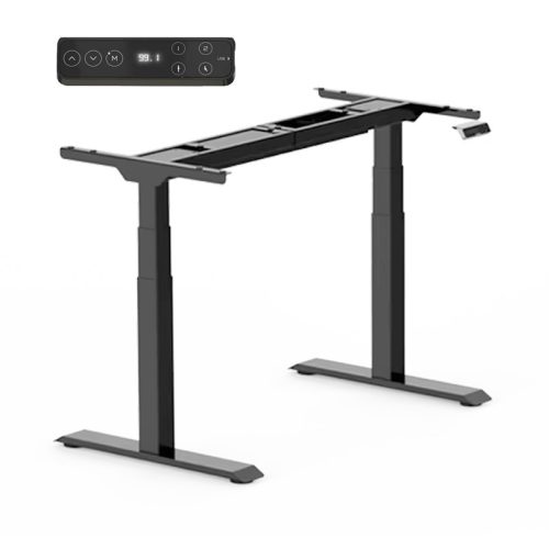 FLEXISPOT E7 Elektromos Íróasztal Láb, Fekete, 58-123cm Állítható, Kétmotoros, 125 kg Teherbírás, LED érintőképernyő, 4 memóriahely, USB töltőport