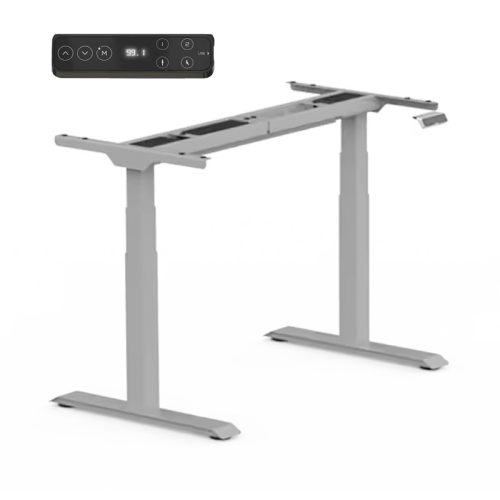 FLEXISPOT E7 Elektromos Íróasztal Láb, Szürke, 58-123cm Állítható, Kétmotoros, 125 kg Teherbírás, LED érintőképernyő, 4 memóriahely, USB töltőport