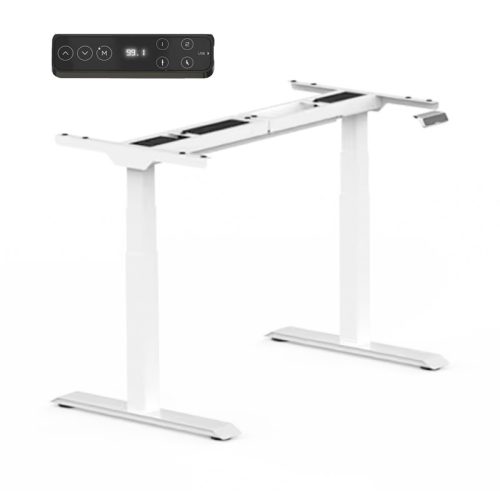 FLEXISPOT E7 Elektromos Íróasztal Láb, Fehér, 58-123cm Állítható, Kétmotoros, 125 kg Teherbírás, LED érintőképernyő, 4 memóriahely, USB töltőport