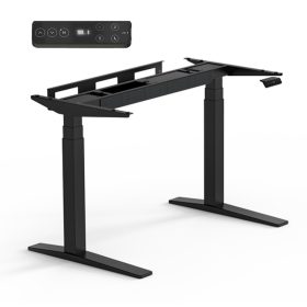   FLEXISPOT E7 Pro Elektromos Íróasztal Láb, Fekete, 63.5-128.5cm Állítható, Kétmotoros, 161 kg Teherbírás, LED érintőképernyő, 4 memóriahely, USB töltőport