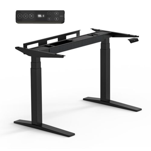 FLEXISPOT E7 Pro Elektromos Íróasztal Láb, Fekete, 63.5-128.5cm Állítható, Kétmotoros, 161 kg Teherbírás, LED érintőképernyő, 4 memóriahely, USB töltőport